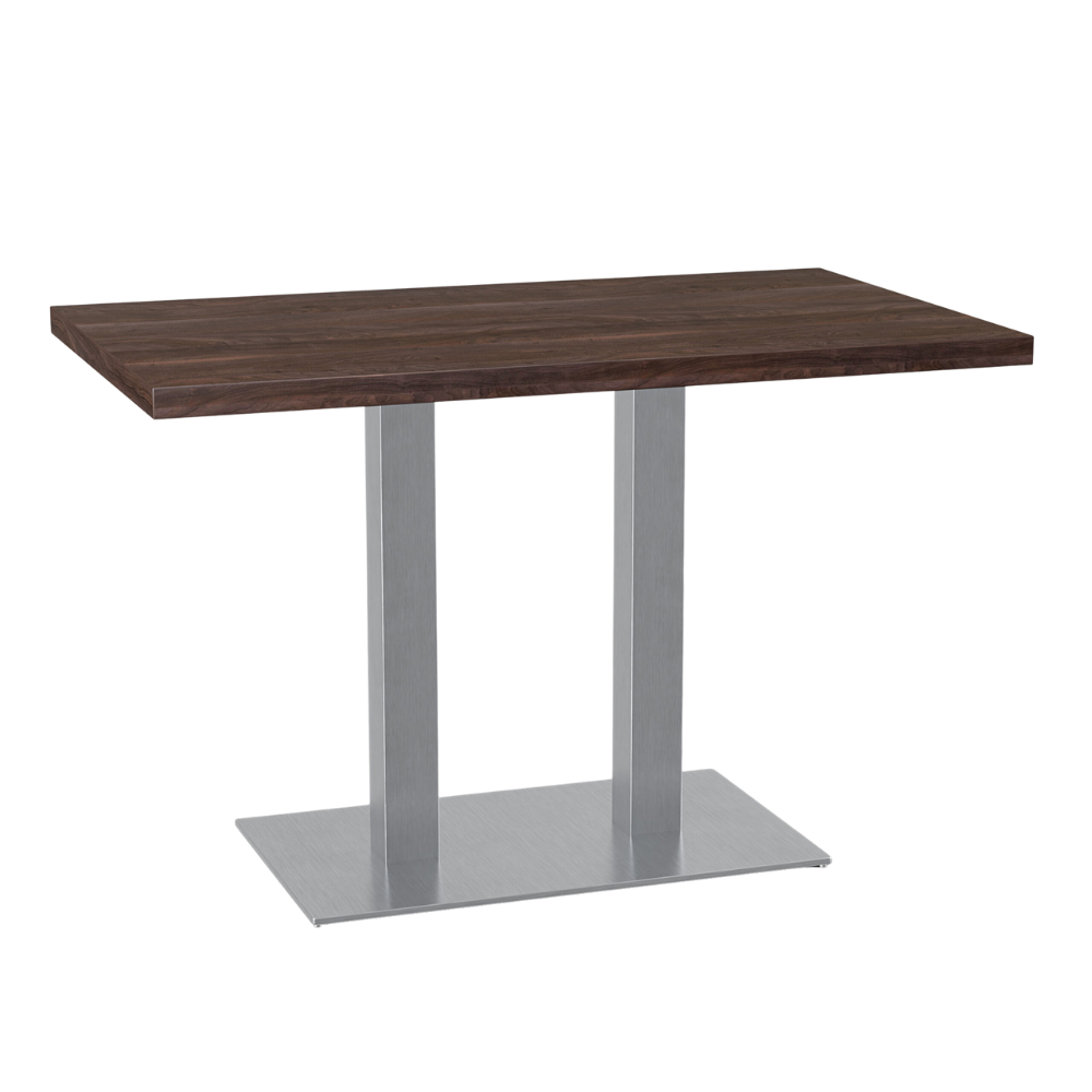 Horecatafel 110x60 cm | walnoot | roestvrij stalen onderstel