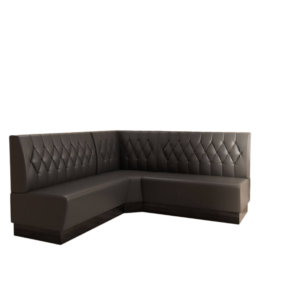 Horeca hoekbank Amsterdam Diamant | kunstleer zwart | 184x184 cm gestoffeerd