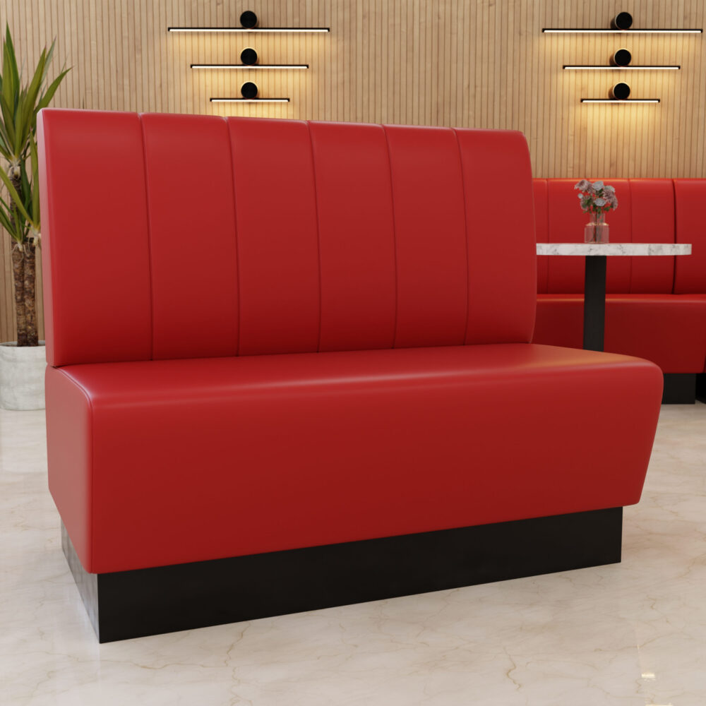 Horeca bank Amsterdam | 120 cm breed | kunstleer rood | verticale quilting | gastro eetbank