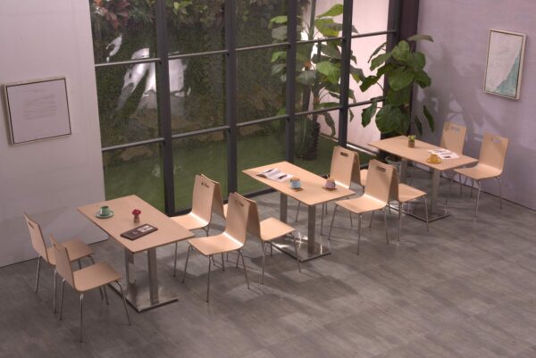 Oslo bezoekersstoel | eiken HPL zitschaal | stapelbaar stalen frame Conferentiestoel - Afbeelding 7