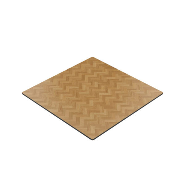 HPL Compact tafelblad voor buiten | eiken visgraatmotief | 70x70 cm