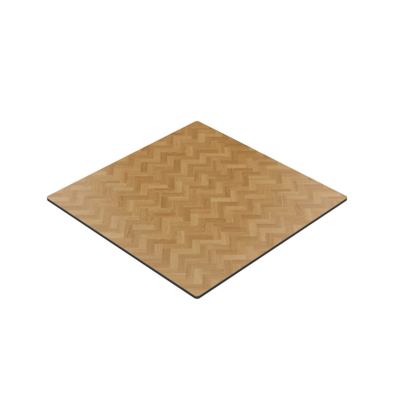 HPL Compact tafelblad voor buiten | eiken visgraatmotief | 70x70 cm