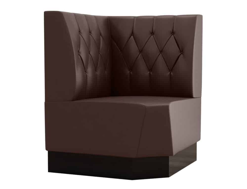 Horeca hoekbank Amsterdam | 64x64 cm | kunstleer bruin | ruit doorstikt