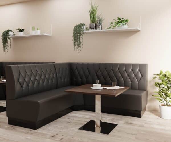 Horeca hoekbank Amsterdam | 64x64 cm | kunstleer bruin | ruit doorstikt - Afbeelding 3