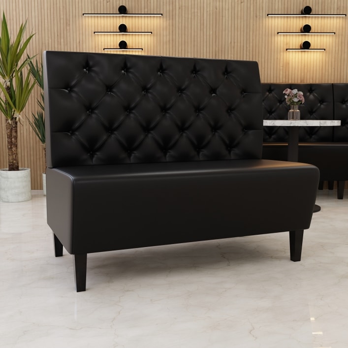 Horeca bank Parijs | Chesterfield | 120 cm breed | zwart | bistrobank | restaurantbank