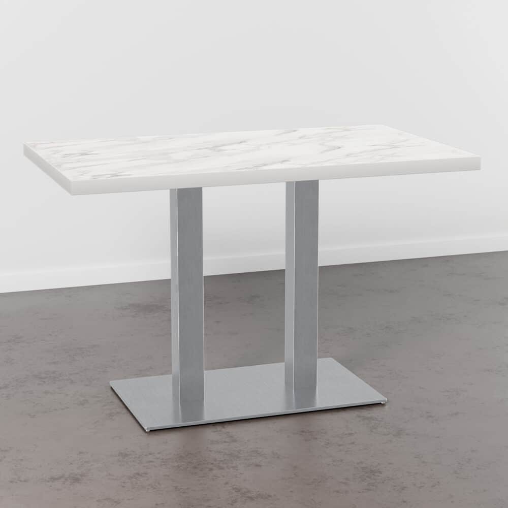 Horecatafel 120x70cm | D4448VL marmer wit | onderstel van roestvrij staal
