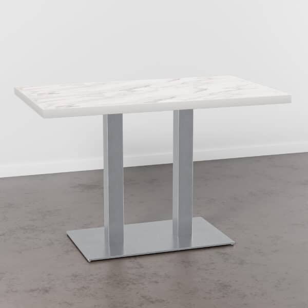 Horecatafel 120x70cm | D4448VL marmer wit | onderstel van roestvrij staal