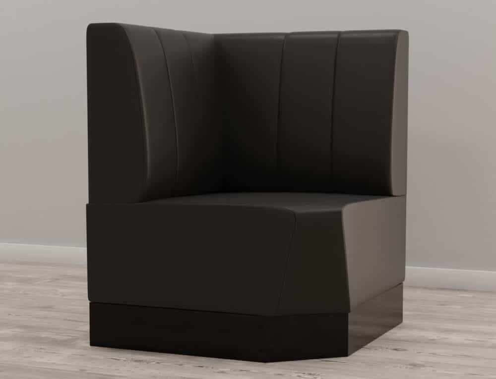 Horeca hoekbank Amsterdam | 64x64 cm | kunstleer zwart | verticaal doorgestikt