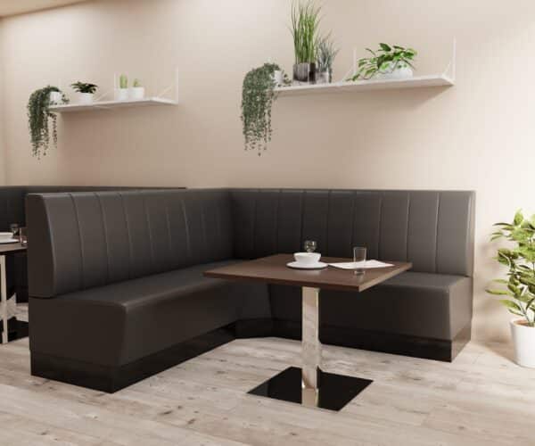 Horeca hoekbank Amsterdam | 64x64 cm | kunstleer zwart | verticaal doorgestikt - Afbeelding 3
