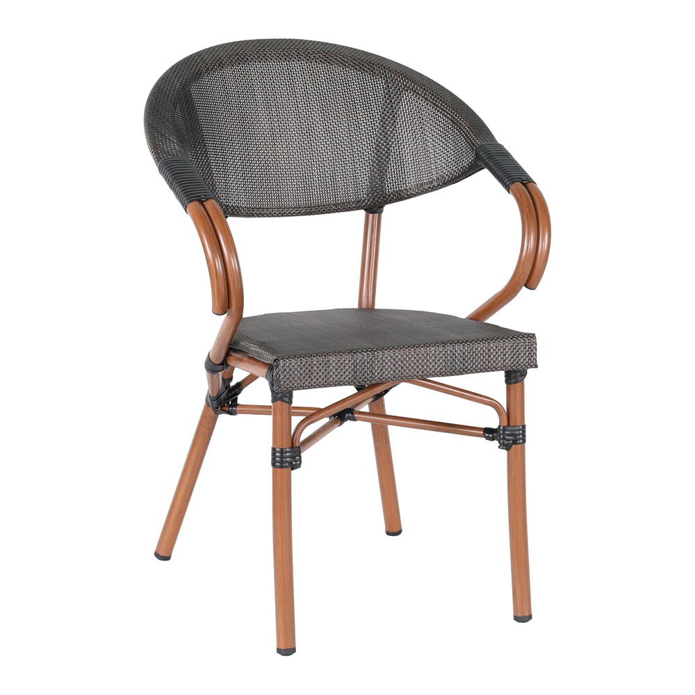 Patio stoel Rom bistrostoel met armleuning textiel stof met aluminium frame stapelbaar