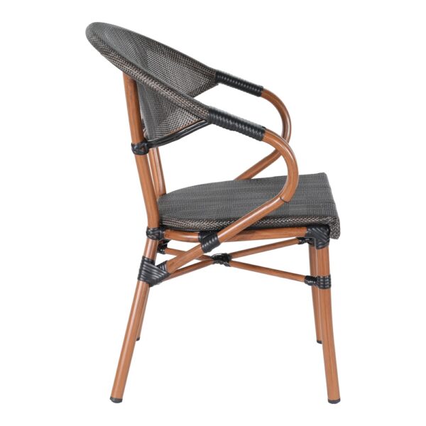 Patio stoel Rom bistrostoel met armleuning textiel stof met aluminium frame stapelbaar - Afbeelding 2
