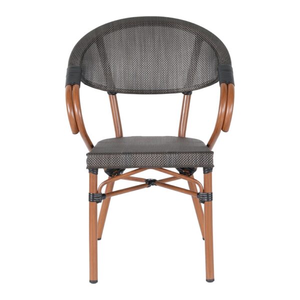 Patio stoel Rom bistrostoel met armleuning textiel stof met aluminium frame stapelbaar - Afbeelding 4