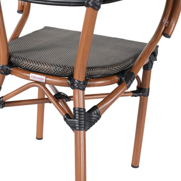 Patio stoel Rom bistrostoel met armleuning textiel stof met aluminium frame stapelbaar - Afbeelding 5