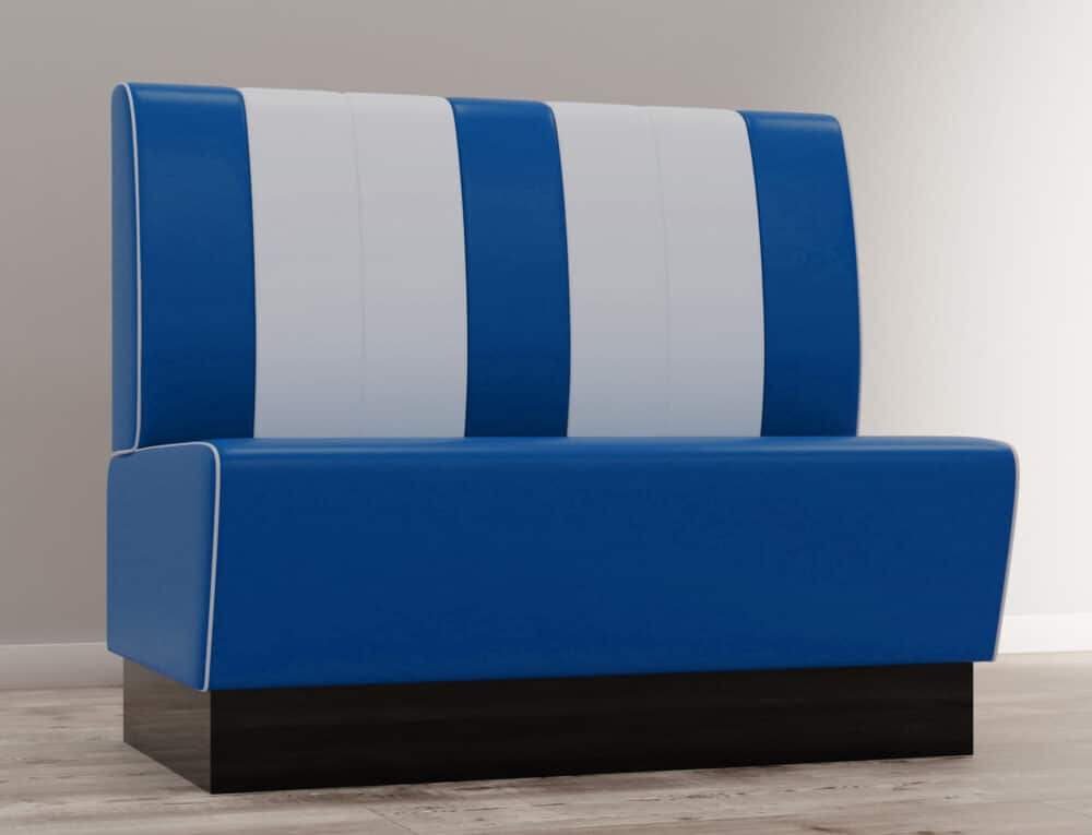 Horeca Retro Bank - BLAUW & WIT - 120CM breed