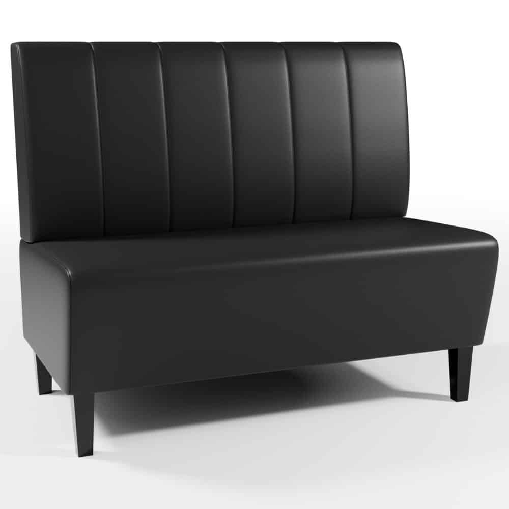 Horeca bank Parijs | 120 cm breed | kunstleer zwart | verticaal gewatteerd