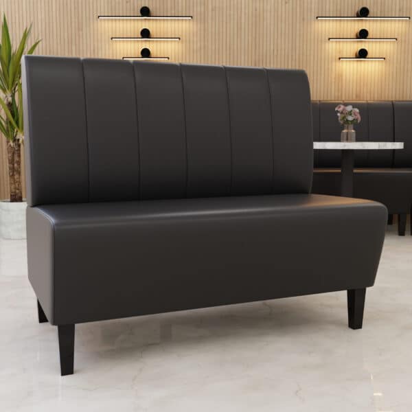 Horeca bank Parijs | 120 cm breed | kunstleer zwart | verticaal gewatteerd - Afbeelding 2