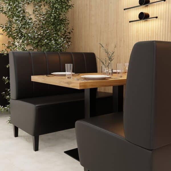 Horeca bank Parijs | 120 cm breed | kunstleer zwart | verticaal gewatteerd - Afbeelding 3