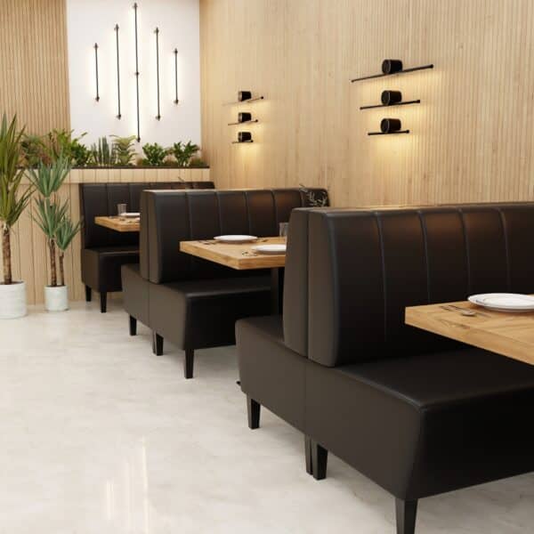 Horeca bank Parijs | 120 cm breed | kunstleer zwart | verticaal gewatteerd - Afbeelding 4