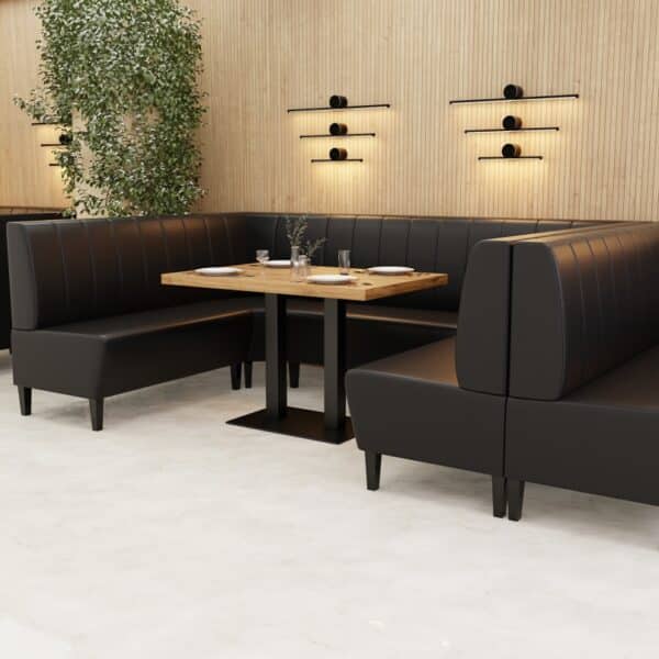 Horeca bank Parijs | 120 cm breed | kunstleer zwart | verticaal gewatteerd - Afbeelding 5