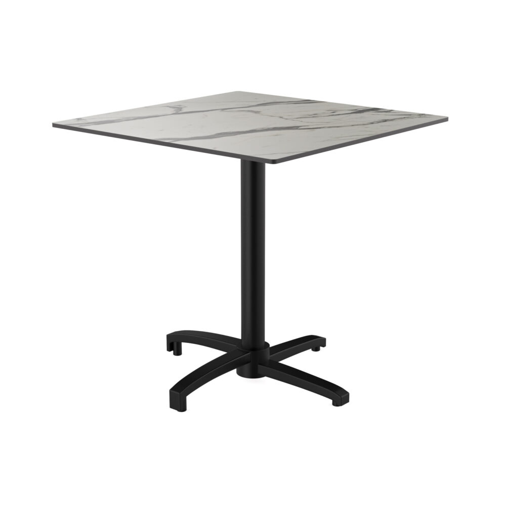 Horeca terras tafel "Rene" | HPL Compact 70x70 cm | marmer wit | opvouwbaar