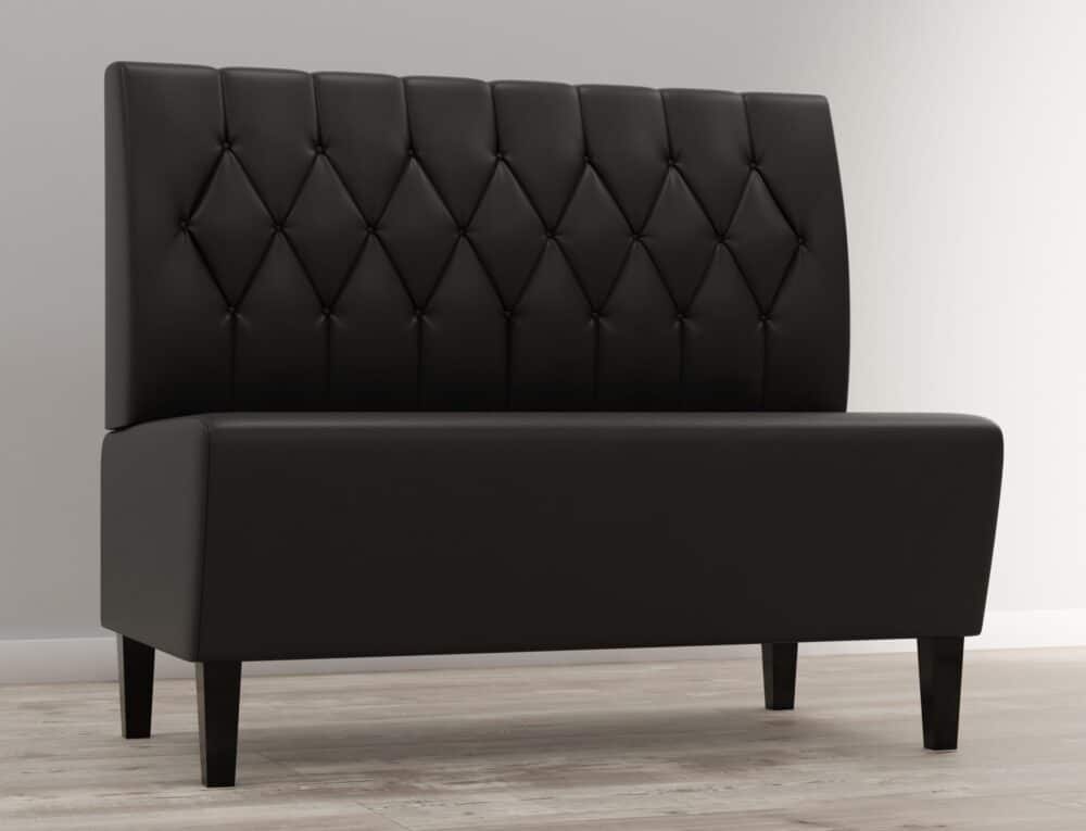 Horeca bank Parijs | 120 cm breed | kunstleer zwart | bekleding met diamantknopen