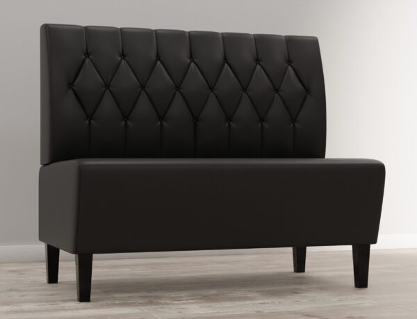 Horeca bank Parijs | 120 cm breed | kunstleer zwart | bekleding met diamantknopen