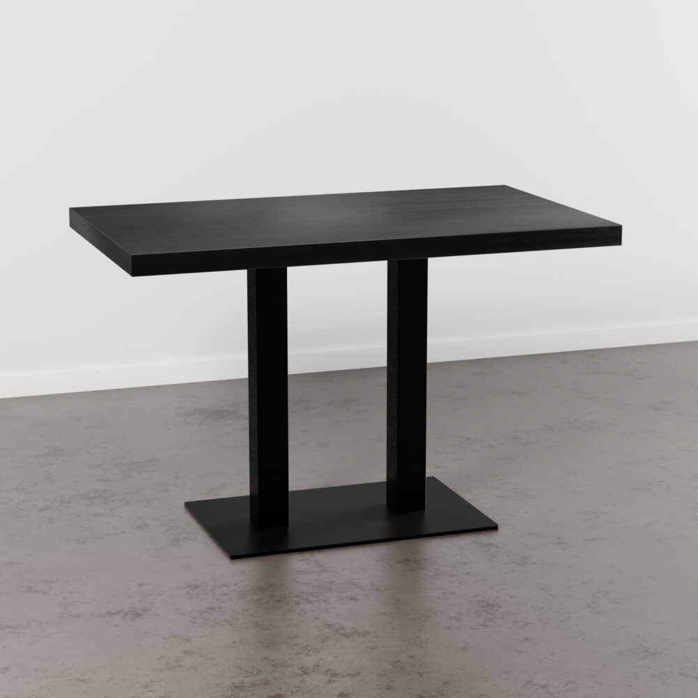 Horecatafel 140x80cm | donker houtlook | gietijzeren onderstel