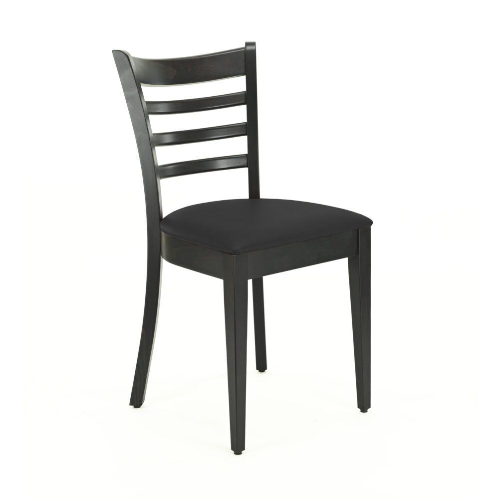 Hugo horeca stoel | zwart | gestoffeerde houten stoel | bistrostoel | restaurantstoel