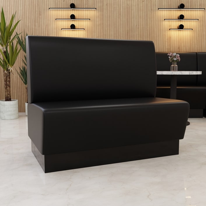 Horeca bank Amsterdam | gladde rugleuning | 120 cm breed | zwart | bistrobank | restaurantbank