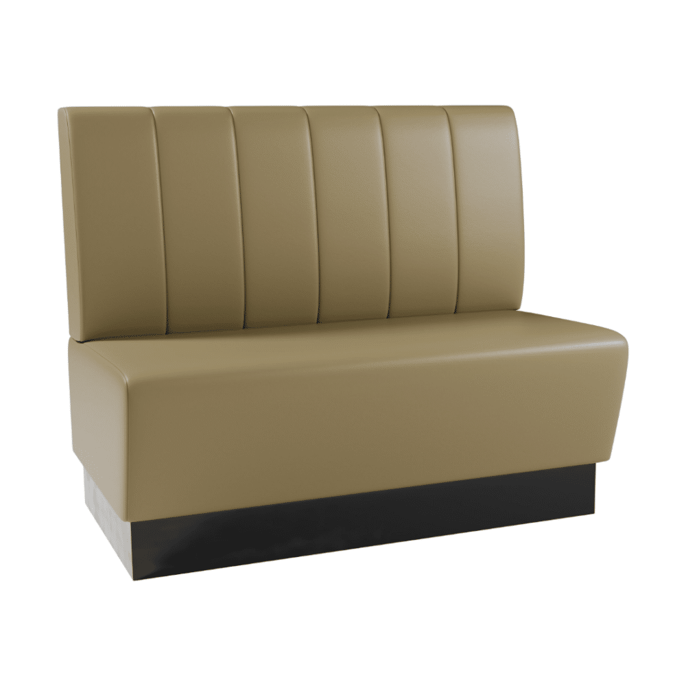 Horeca bank Amsterdam | 120 cm breed | kunstleer taupe | verticale quilting | gastro eetbank