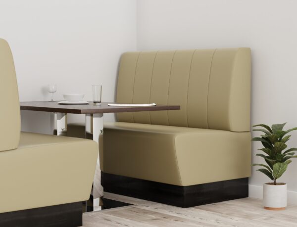 Horeca bank Amsterdam | 120 cm breed | kunstleer taupe | verticale quilting | gastro eetbank - Afbeelding 4