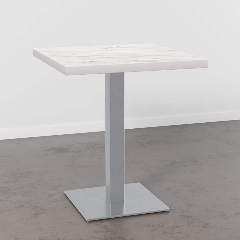 Horecatafel 80x80cm | D4448 LV marmer wit | frame van roestvrij staal