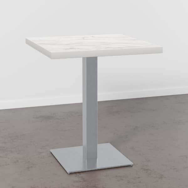 Horecatafel 80x80cm | D4448 LV marmer wit | frame van roestvrij staal