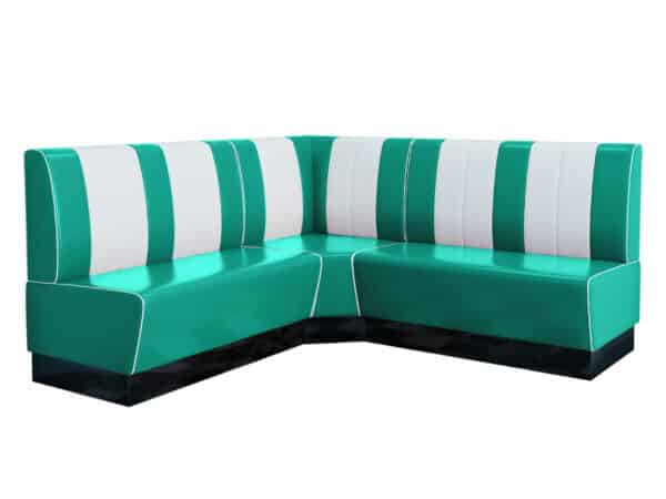 Americano retro hoekbank | hoekdeel voor eetbank | turquoise & wit | 64x64 cm | Horeca hoekbank - Afbeelding 2