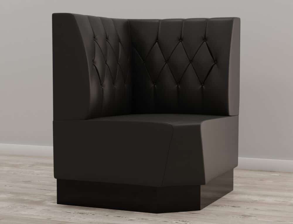 Horeca hoekbank Amsterdam | 64x64 cm | kunstleer zwart | ruit doorstikt