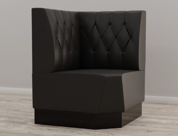 Gastro hoekbank Amsterdam | 64x64 cm | kunstleer zwart | ruit doorstikt
