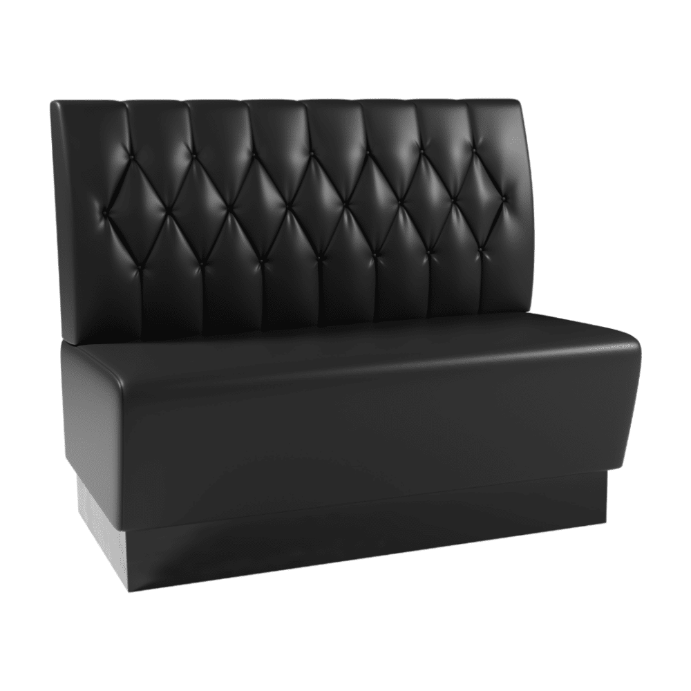 Horeca bank Amsterdam | 120 cm breed | kunstleer zwart | bekleding met diamantknopen | gastro diner bank
