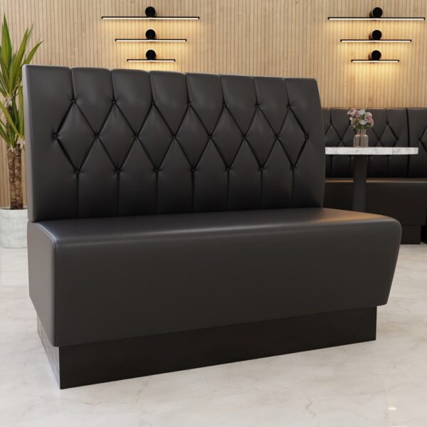 Gastro bank Amsterdam | 120 cm breed | kunstleer zwart | bekleding met diamantknopen | gastro eetbank - Afbeelding 2