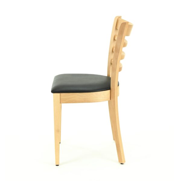 Hugo horeca stoel | beuken naturel | kunstleer zwart | gestoffeerde houten stoel | bistrostoel | restaurantstoel - Afbeelding 2