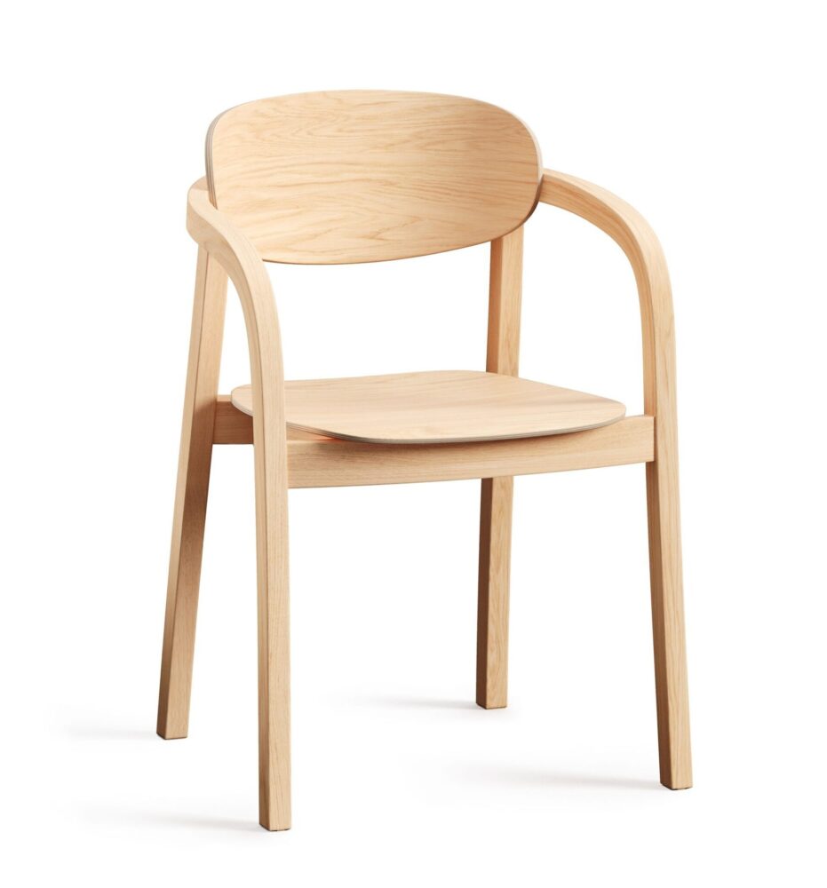 NIEUW 2024 | Fameg design horeca stoel | Linia met armleuningen | houten zitting
