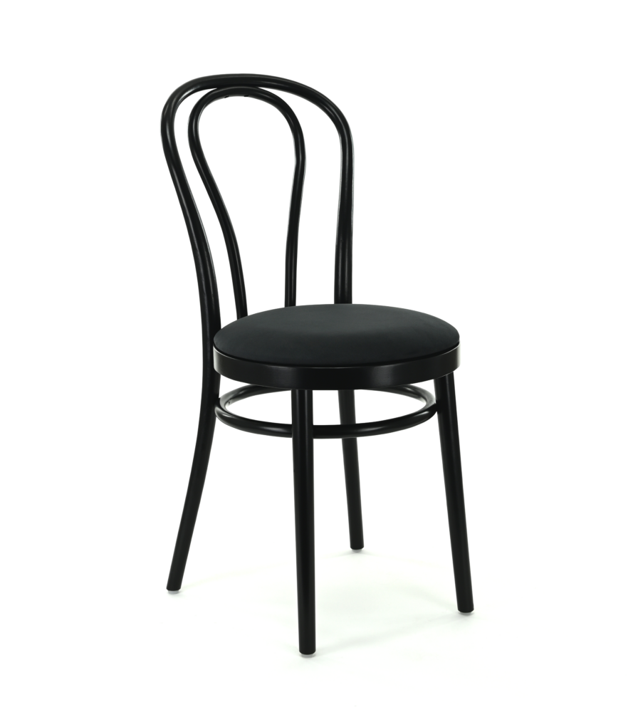 Gastro stoel koffiehuisstoel in Thonet-stijl | A-2018 | gestoffeerde zitting | zwart