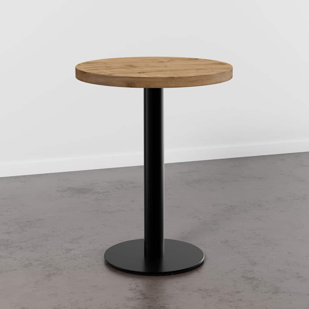 Horecatafel rond | diameter 60 cm | eiken romp naturel | gietijzeren onderstel