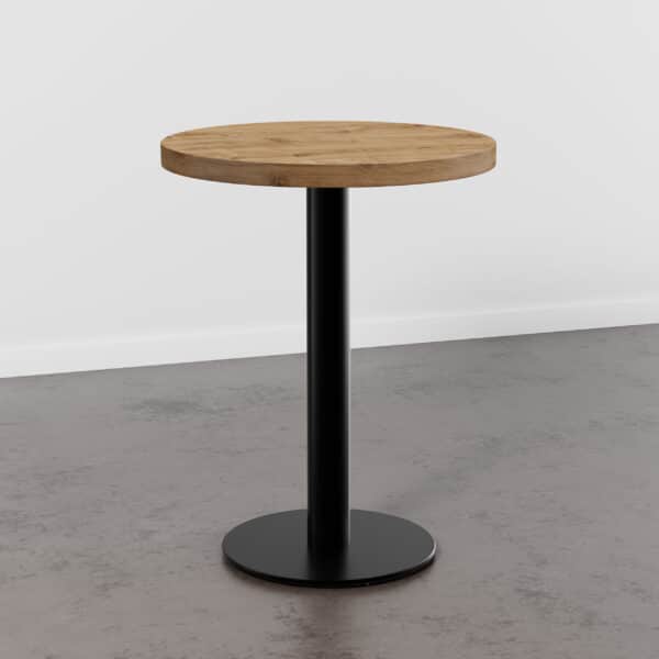 Horecatafel rond | diameter 60 cm | eiken romp naturel | gietijzeren onderstel