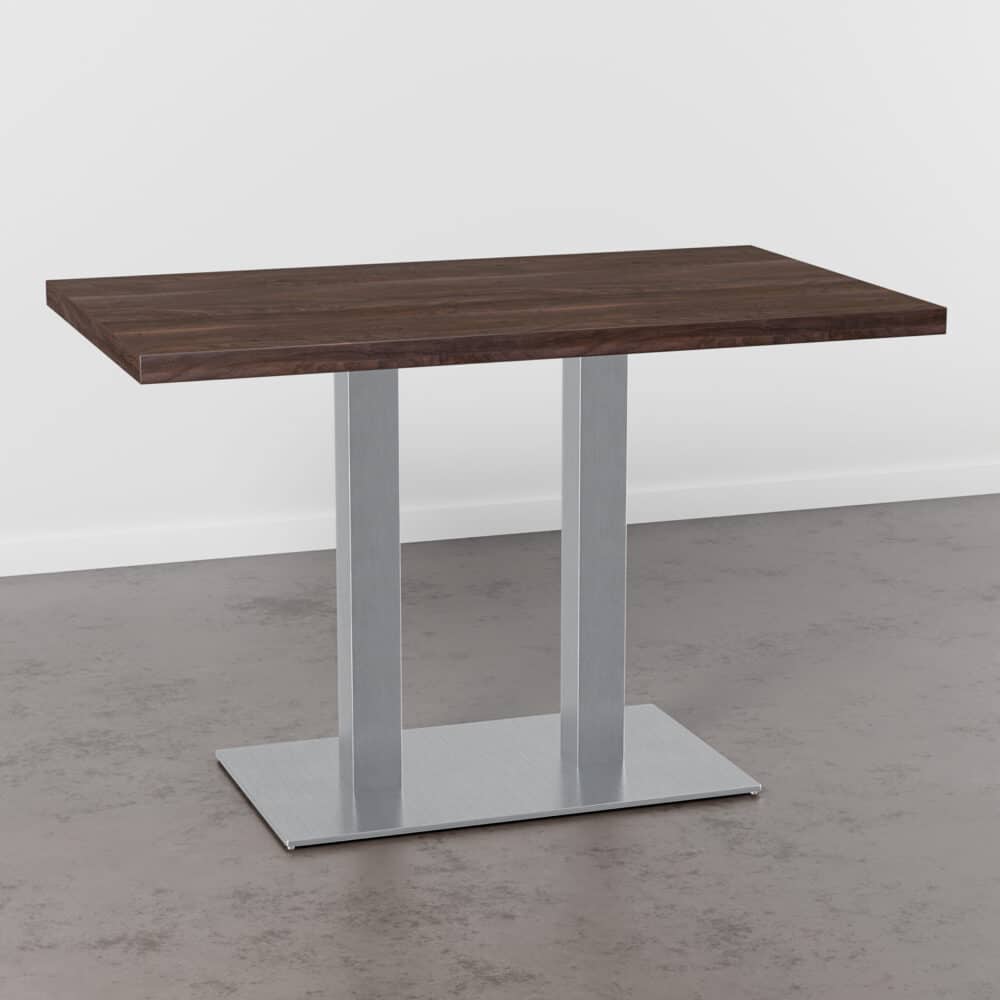 Horecatafel 140x80cm | D4409 OV walnootbruin | onderstel van roestvrij staal