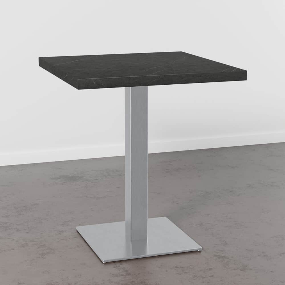 Horecatafel 60x60cm | D4878 LV Donker marmer | Onderstel van roestvrij staal