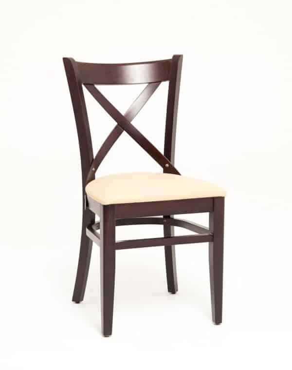 LOUIS horeca stoel | beige | gestoffeerde houten stoel met kruisrug