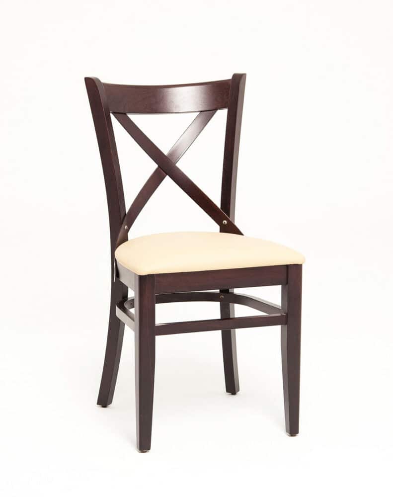 LOUIS horeca stoel | beige | gestoffeerde houten stoel met kruisrug