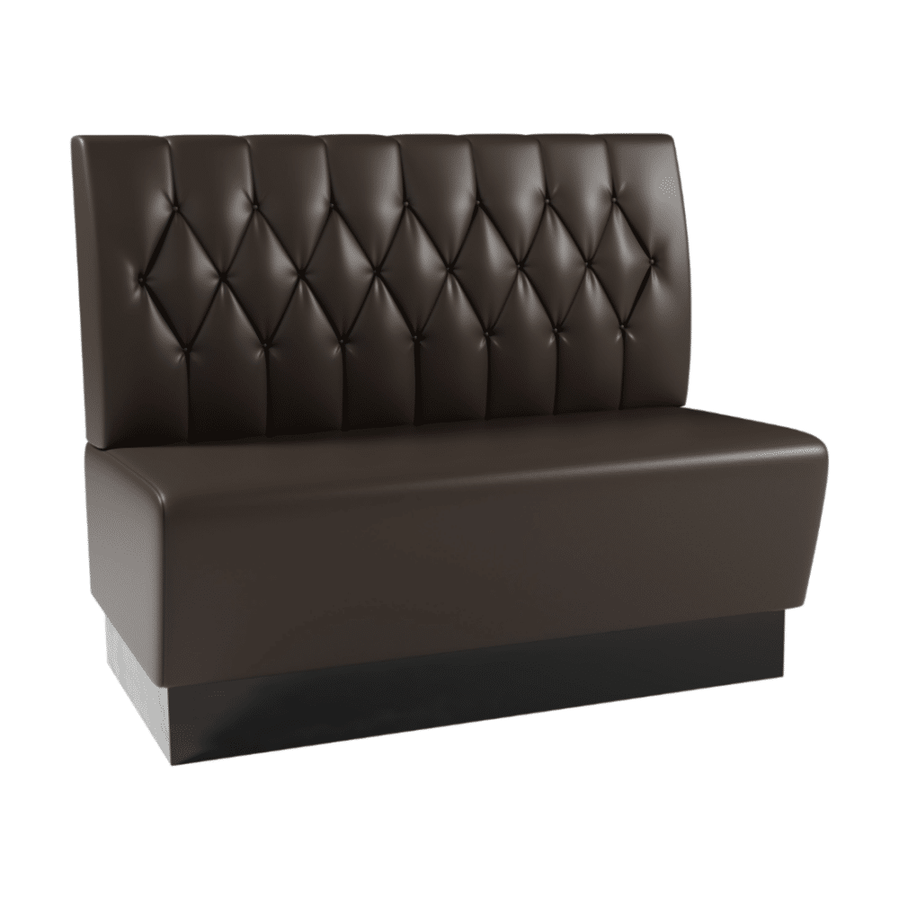 Horeca bank Amsterdam | 120 cm breed | kunstleer bruin | bekleding met diamantknopen | gastro eetbank
