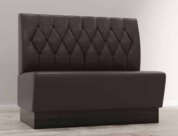 Horeca bank Amsterdam | 120 cm breed | kunstleer bruin | bekleding met diamantknopen | gastro eetbank - Afbeelding 2