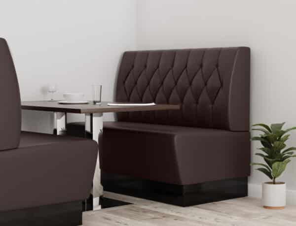 Horeca bank Amsterdam | 120 cm breed | kunstleer bruin | bekleding met diamantknopen | gastro eetbank - Afbeelding 3